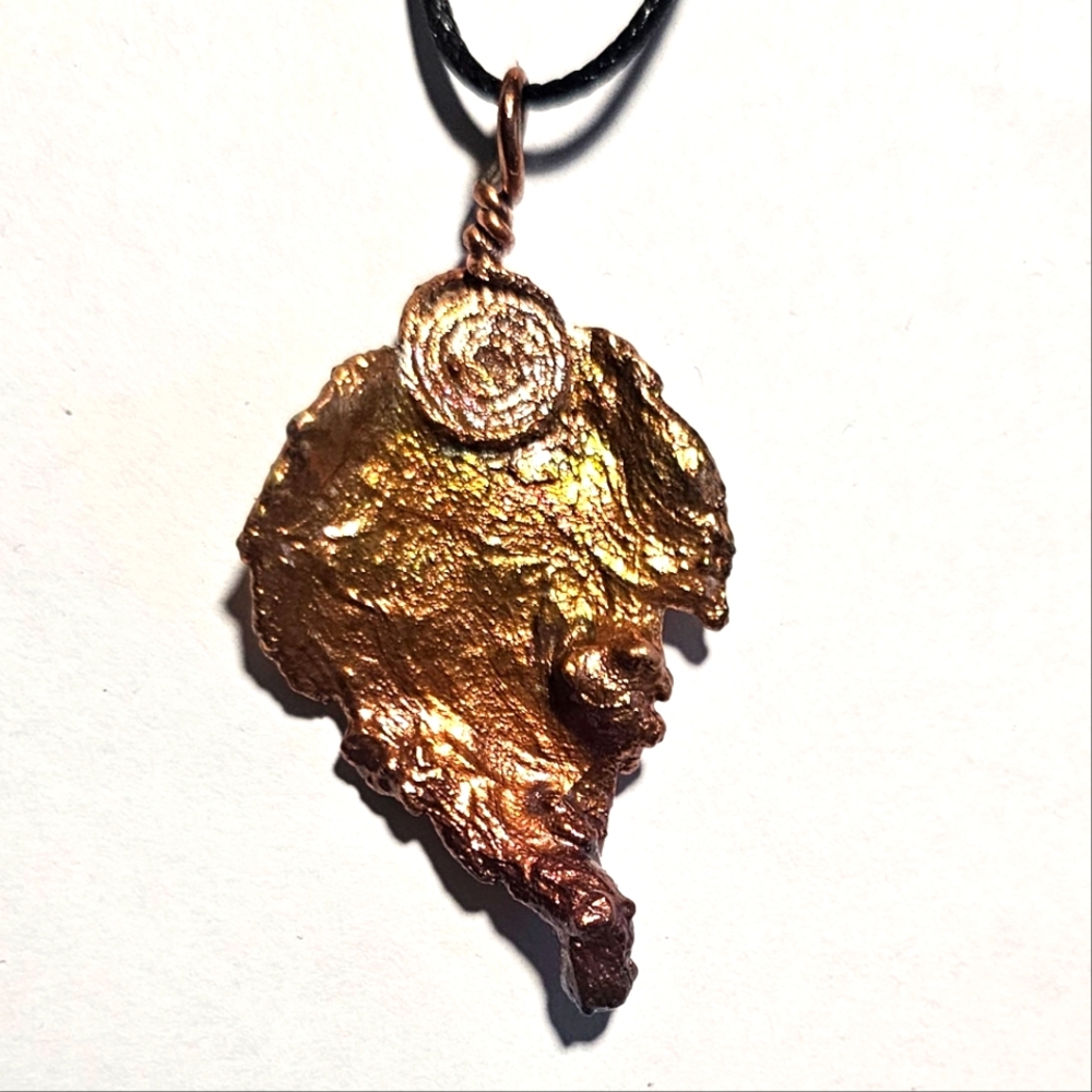 Pendant copper leaf- REAL LEAF!